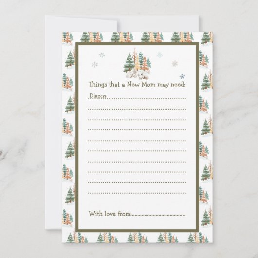 かわいい冬うさぎたち赤ちゃんシャワー 招待状 (正面)