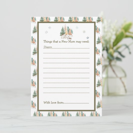 かわいい冬うさぎたち赤ちゃんシャワー 招待状 (スタンド正面)