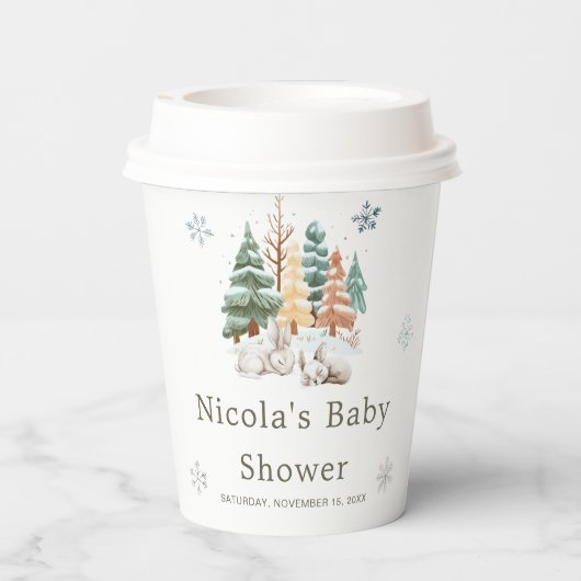 かわいい冬うさぎたち赤ちゃんシャワー 紙コップ (裏面)