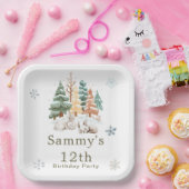 かわいい冬うさぎ誕生日パーティー ペーパープレート (パーティー)