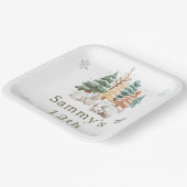 かわいい冬うさぎ誕生日パーティー ペーパープレート (傾斜あり)