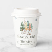 かわいい冬うさぎ誕生日パーティー 紙コップ (裏面)