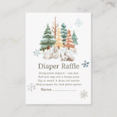 かわいい冬うさぎ赤ちゃんシャワーおむつラッフル エンクロージャーカード (正面)