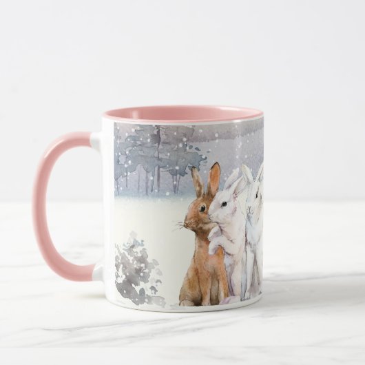 かわいい冬うさぎ マグカップ (左)