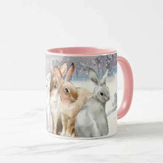 かわいい冬うさぎ マグカップ (正面右)