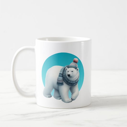 かわいい冬のくまのモノグラム コーヒーマグカップ (左)