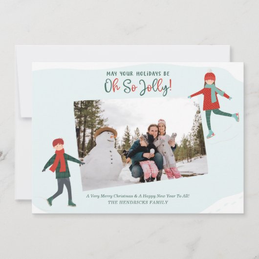 かわいい冬のアイススケーターの写真 シーズンカード (正面)