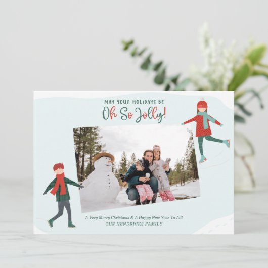 かわいい冬のアイススケーターの写真 シーズンカード (スタンド正面)