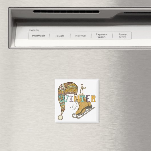 かわいい冬のアイススケート編みストッキングキャップお洒落 マグネット (インサイチュ (食洗機))