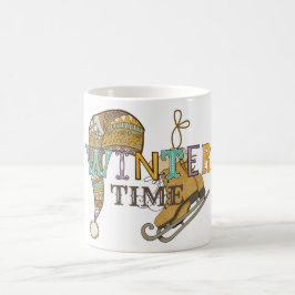 かわいい冬のアイススケート編みストッキングキャップ コーヒーマグカップ