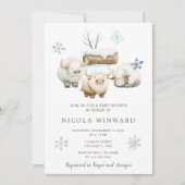 かわいい冬のアークティック牛の赤ちゃんシャワー 招待状 (正面)