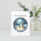 かわいい冬のウサギのカスタマイズ ポストカード (スタンド正面)