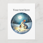 かわいい冬のウサギのカスタマイズ ポストカード (正面)