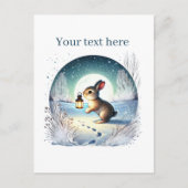 かわいい冬のウサギのカスタマイズ ポストカード (正面)