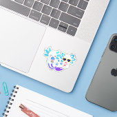 かわいい冬のウーパールーパーカップル シール (ノートパソコンとiPhone)