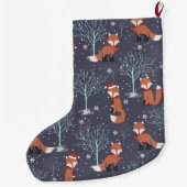 かわいい冬のキツネ ラージクリスマスストッキング (裏面)