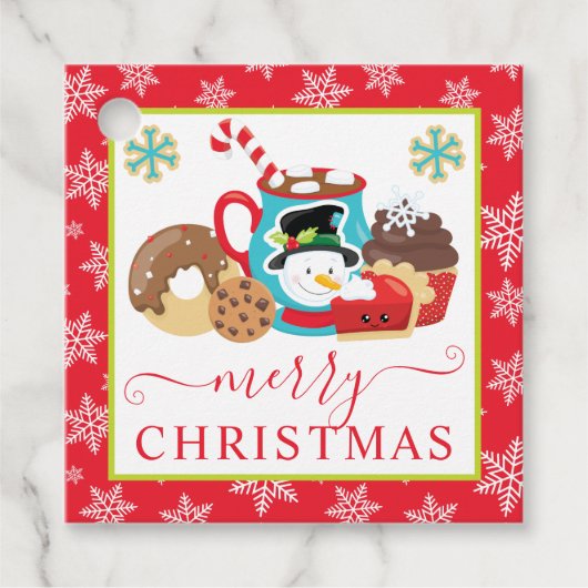 かわいい冬のクッキーとココアのクリスマス フェイバータグ (正面)