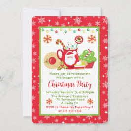 かわいい冬のクッキーとココアクリスマスパーティー 招待状