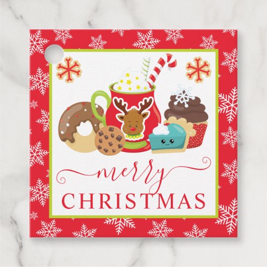 かわいい冬のクッキーとココアクリスマス フェイバータグ (正面)