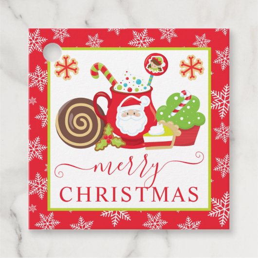 かわいい冬のクッキーとココアクリスマス フェイバータグ (正面)