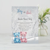 かわいい冬のクマ性別が明かすパーティー 招待状 (スタンド正面)