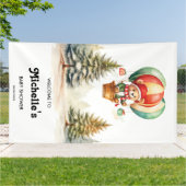 かわいい冬のクマ森林動物の赤ちゃんシャワー 横断幕 (外側)