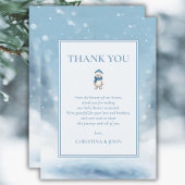 かわいい冬のクマ青い赤ちゃんシャワー サンキューカード