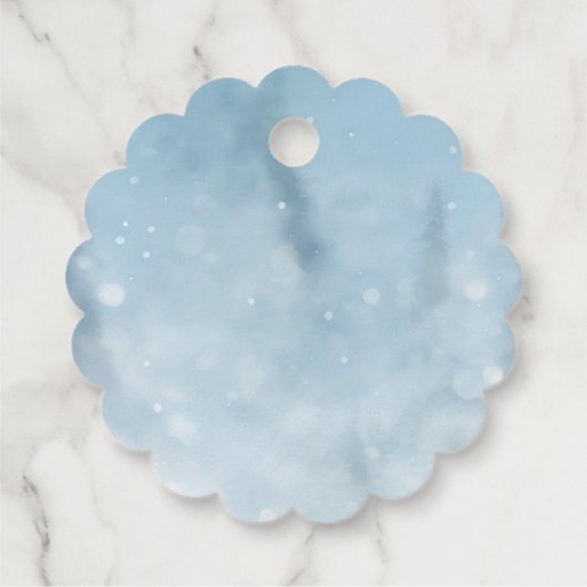 かわいい冬のクマ青い赤ちゃんシャワー フェイバータグ (裏面)