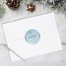 かわいい冬のクマ青い赤ちゃんシャワー ラウンドシール