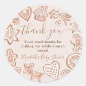 かわいい冬のクリスマスのクッキーの赤ちゃん感謝していシャワー ラウンドシール (正面)