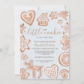 かわいい冬のクリスマスの小さなクッキーのベビーシャワー 招待状 (正面)