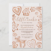 かわいい冬のクリスマスの小さなクッキーのベビーシャワー 招待状 (正面)