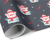 かわいい冬のクリスマスの豚 ラッピングペーパー (ロールコーナー)