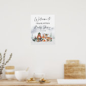 かわいい冬のクリスマスウッドランド赤ちゃんシャワーへようこそ ポスター (キッチン)