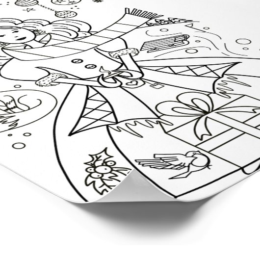 かわいい冬のクリスマスカラーリングページポスター ポスター (角)