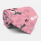 かわいい冬のクリスマスキティ猫の柄 ネクタイ (ロール)