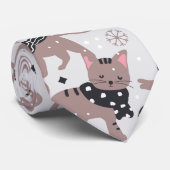 かわいい冬のクリスマスキティ猫の柄 ネクタイ (ロール)