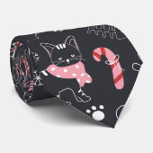 かわいい冬のクリスマスキティ猫の柄 ネクタイ (ロール)
