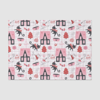 かわいい冬のクリスマスキティ猫の柄 薄葉紙