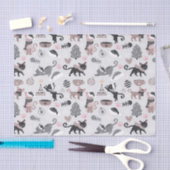 かわいい冬のクリスマスキティ猫の柄 薄葉紙 (クラフト)