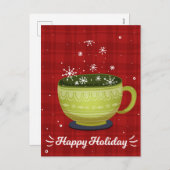 かわいい冬のクリスマスコーヒーマグホリデーカード シーズンポストカード (正面/裏面)