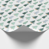 かわいい冬のクリスマスツリーフェスティバルギフト ラッピングペーパー (角)