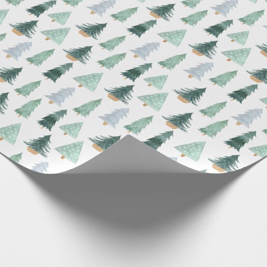 かわいい冬のクリスマスツリーフェスティバルギフト ラッピングペーパー (角)
