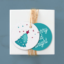 かわいい冬のクリスマスツリー雪の森の水色 フェイバータグ