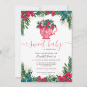 かわいい冬のクリスマスティーブルーイングベビーシャワー 招待状 (正面)