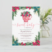 かわいい冬のクリスマスティーブルーイングベビーシャワー 招待状 (スタンド正面)