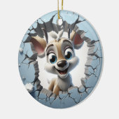 かわいい冬のクリスマストナカイ セラミックオーナメント (左)