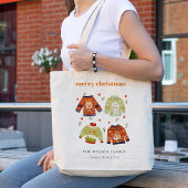 かわいい冬のクリスマスハートリーフィージュージュセーター トートバッグ