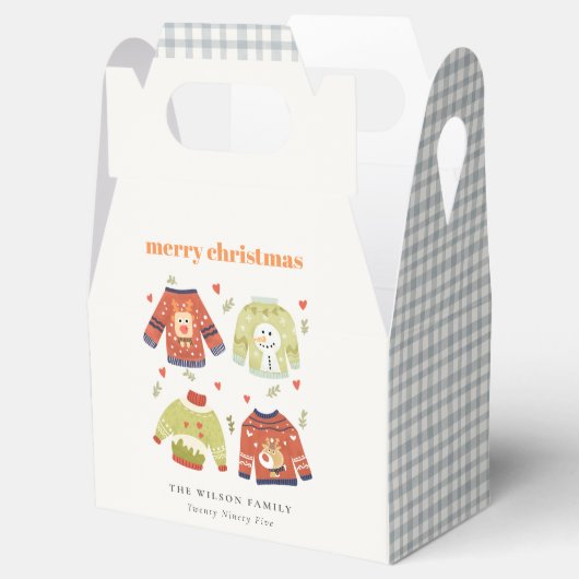 かわいい冬のクリスマスハートリーフィージュージュセーター フェイバーボックス (オープン)