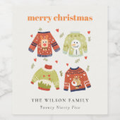 かわいい冬のクリスマスハートリーフィージュージュセーター ワインラベル (シングルラベル)